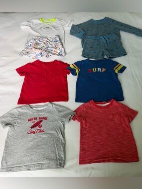 Janie and Jack Boy Summer Cotton Bundle Size 2T Lot of 8 T-Shirt Swimwear Shorts